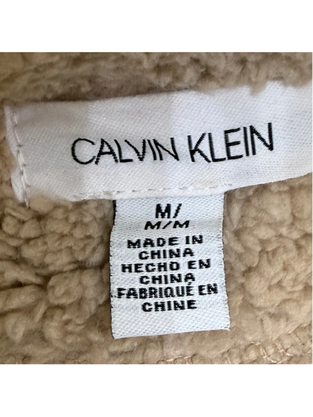 Calvin Klein Sherpa Fleece Vest Women’s Medium Beige Full Zip Cozy Layering Jack